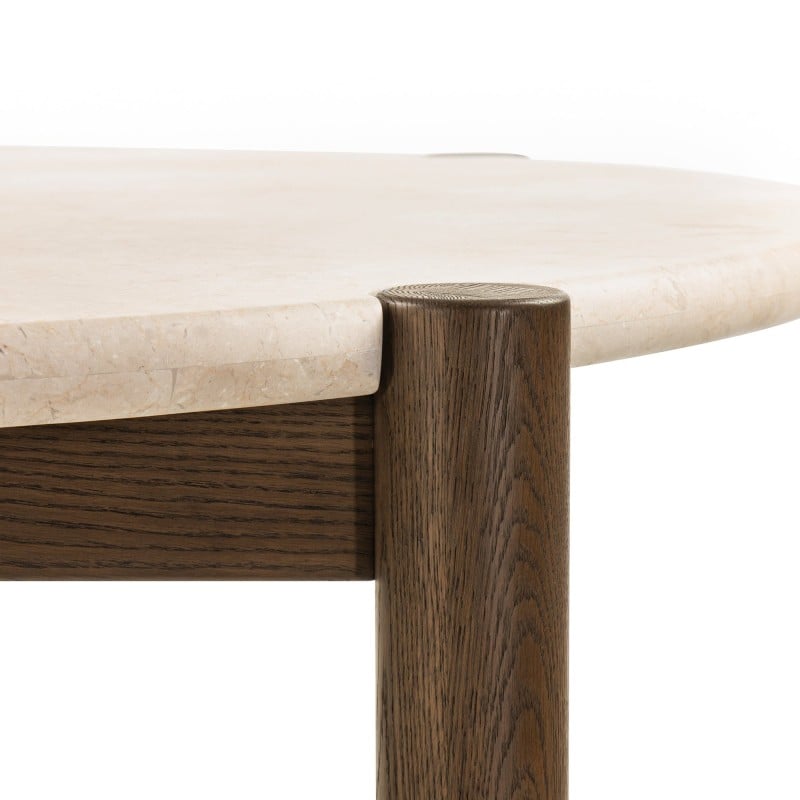 Stół do jadalni Bruna, 150 cm, okrągły, dąb mocha/marmur cream
