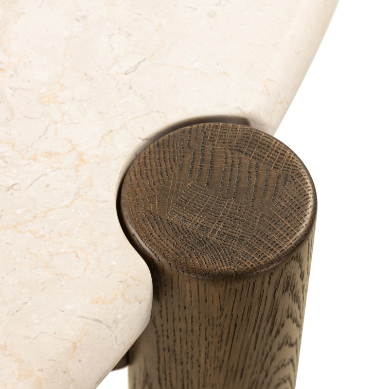 Stół do jadalni Bruna, 150 cm, okrągły, dąb mocha/marmur cream