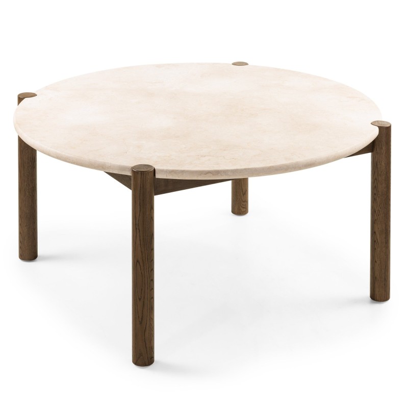 Stół do jadalni Bruna, 150 cm, okrągły, dąb mocha/marmur cream