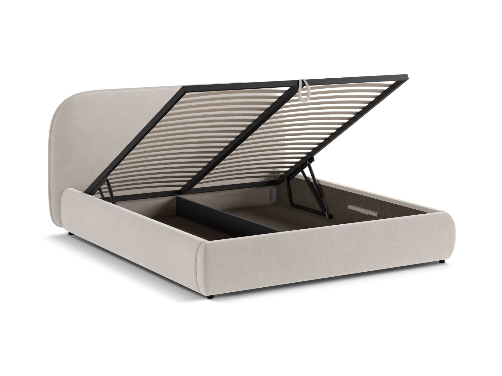 Velvet Storage Bed With Headboard, "Murada", 233x226x100