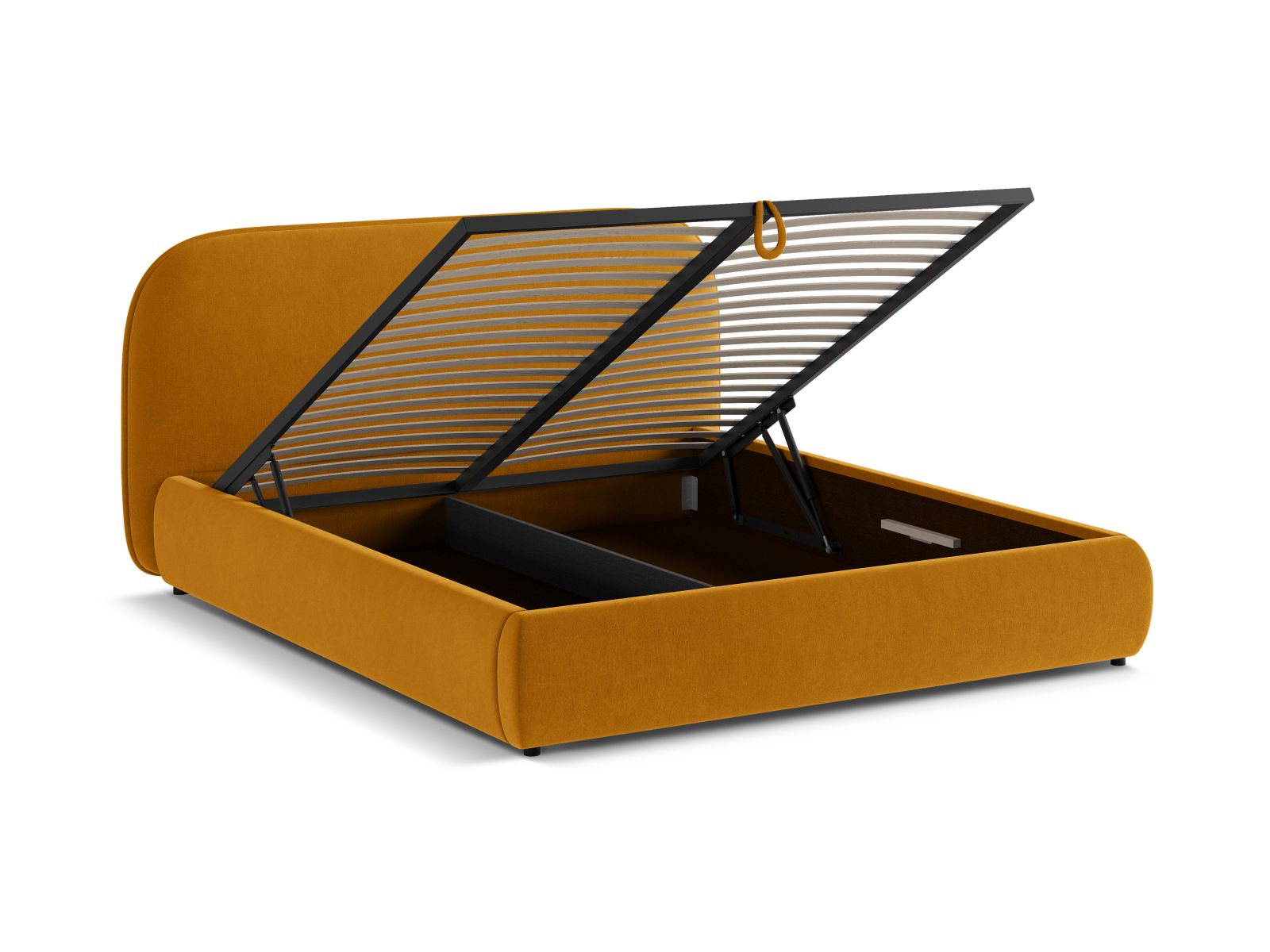 Velvet Storage Bed With Headboard, "Murada", 233x226x100