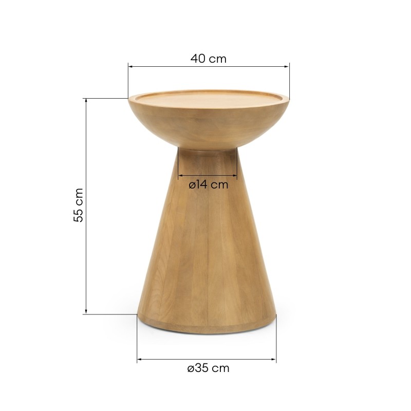Stolik boczny Arvika 40 cm, okrągły, drewno mango, obłe kształty