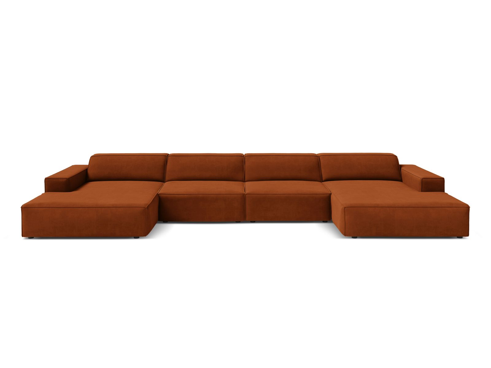 Velvet Modular Panoramic Sofa, "Jodie", 6 Seats, 364x162x77
