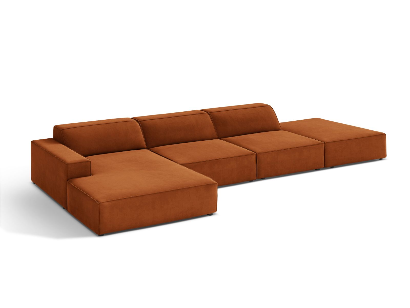 Velvet Modular Left Corner Sofa, "Jodie", 5 Seats, 341x162x77