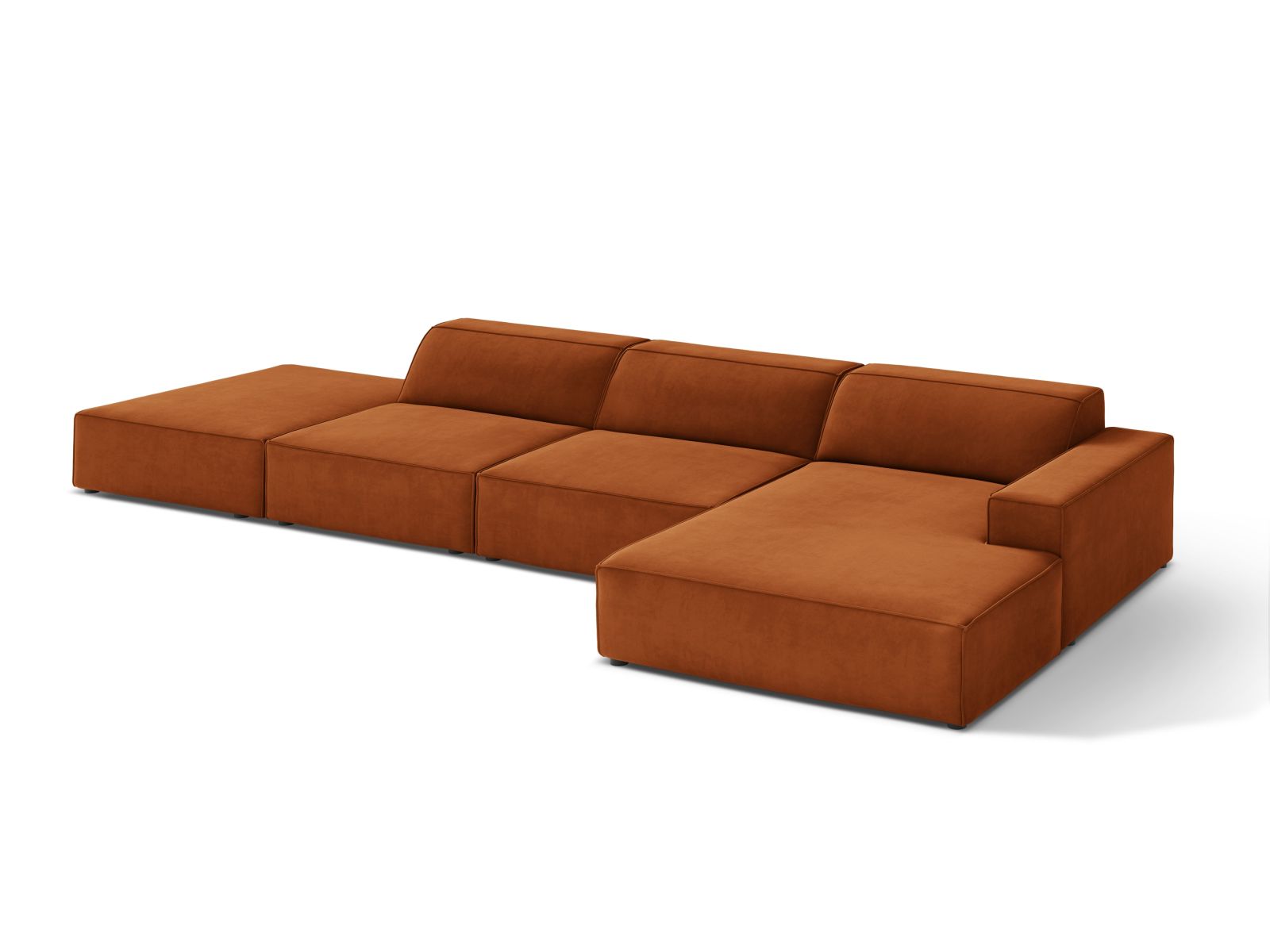 Velvet Modular Right Corner Sofa, "Jodie", 5 Seats, 341x162x77