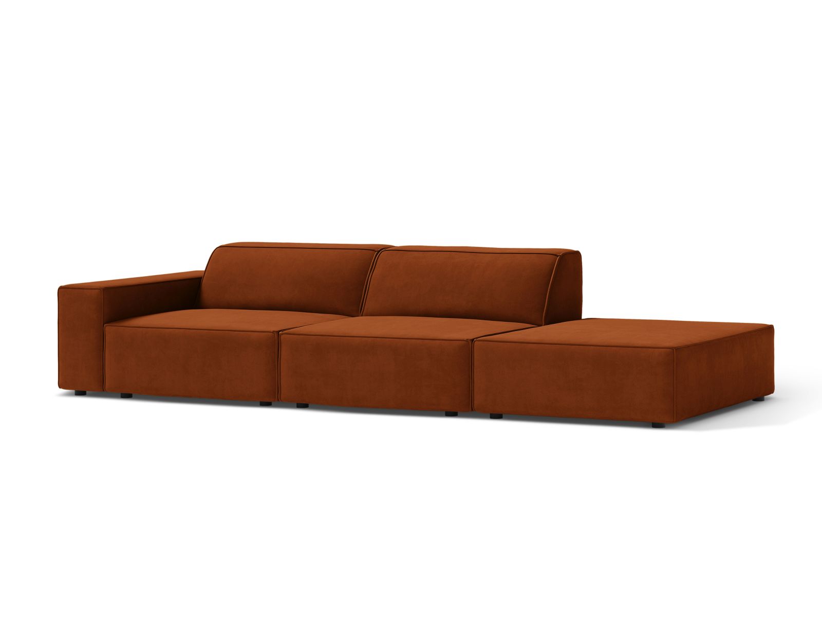 Velvet Right Modular Sofa, "Jodie", 3 Seats, 262x99x77