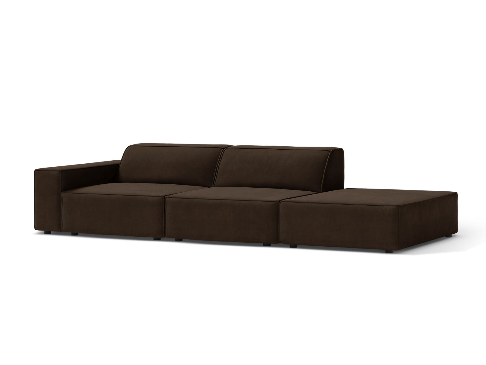 Velvet Right Modular Sofa, "Jodie", 3 Seats, 262x99x77