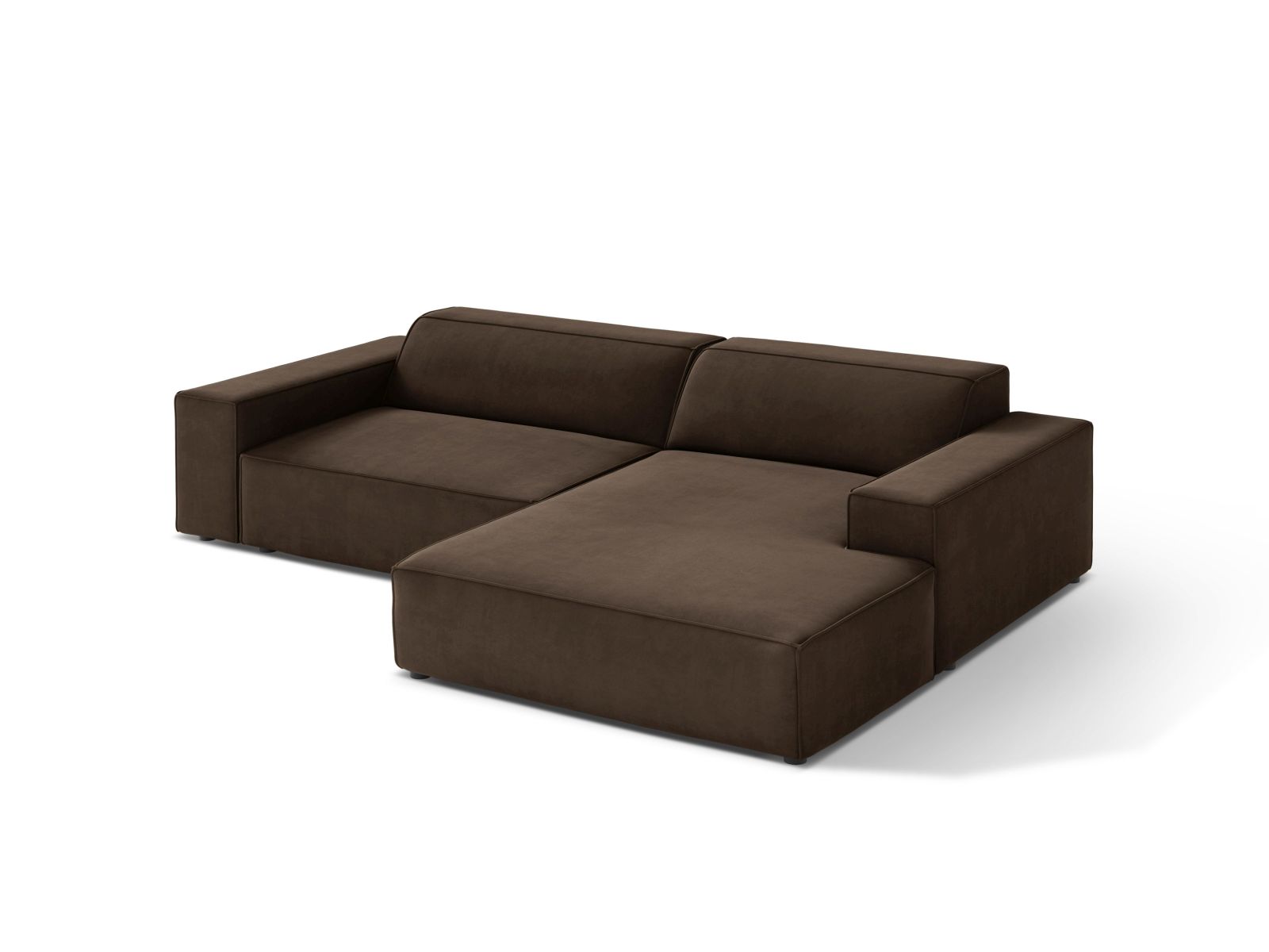 Velvet Modular Right Corner Sofa, "Jodie", 3 Seats, 224x162x77