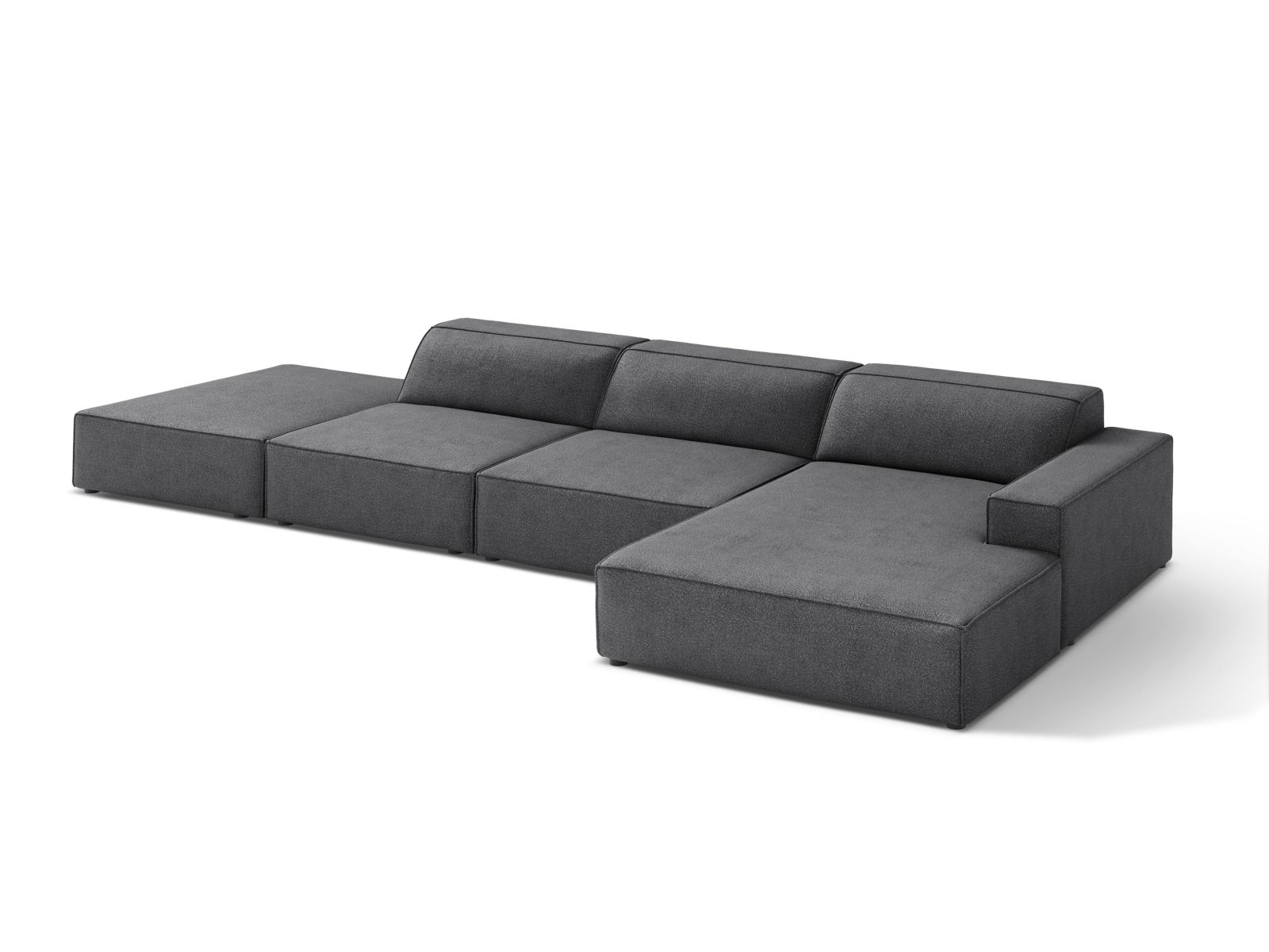 Boucle Modular Right Corner Sofa, "Jodie", 5 Seats, 341x162x77