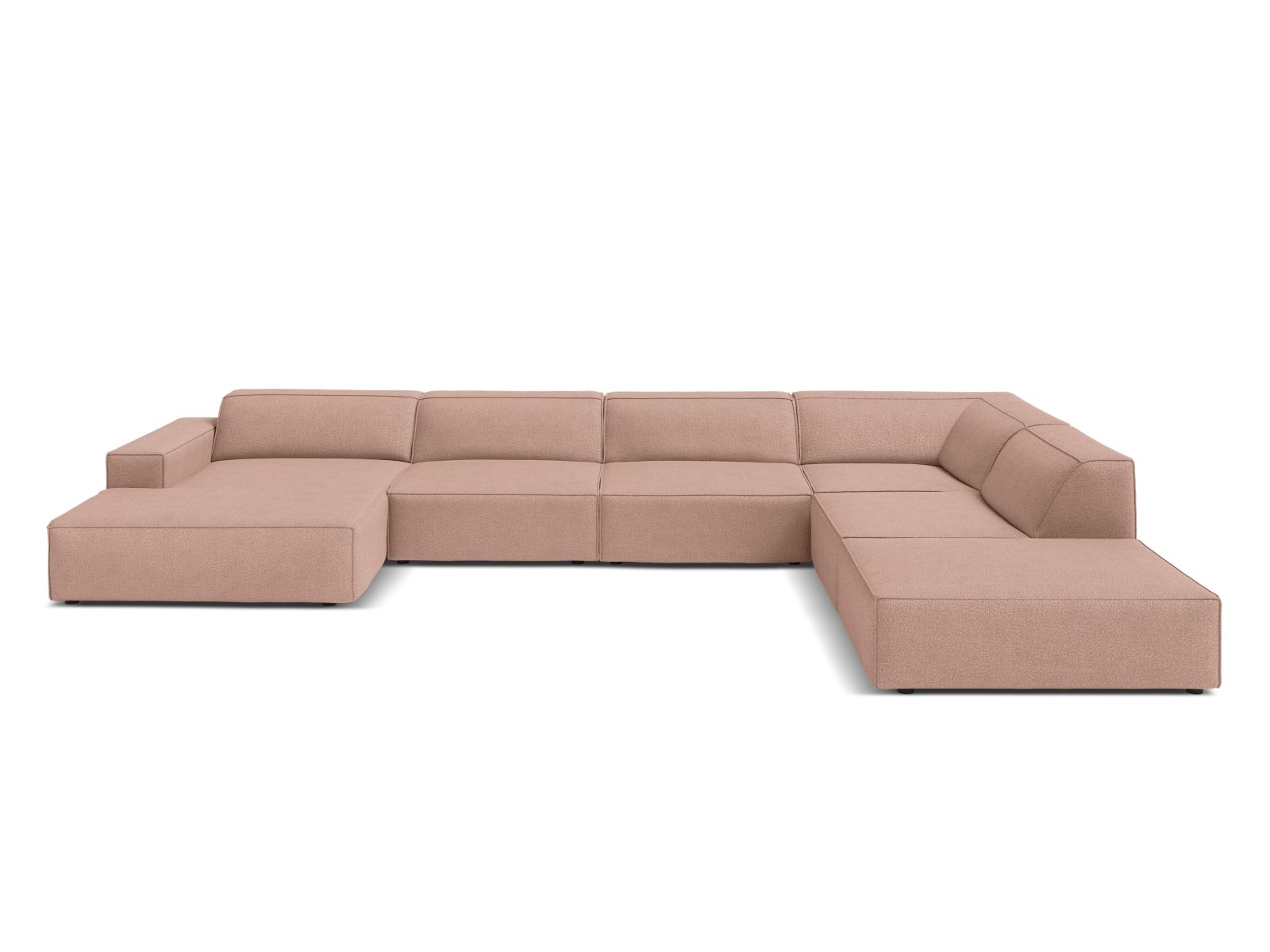 Boucle Modular Panoramic Right Corner Sofa, "Jodie", 7 Seats, 361x258x77
