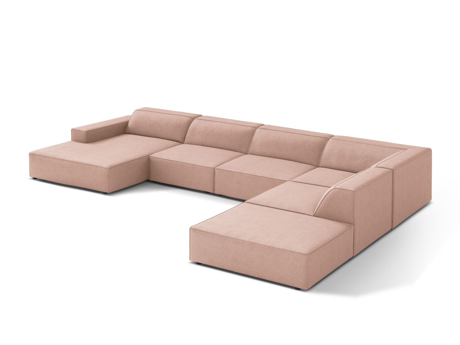 Boucle Modular Panoramic Right Corner Sofa, "Jodie", 7 Seats, 361x258x77
