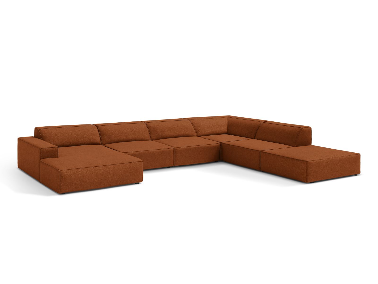 Boucle Modular Panoramic Right Corner Sofa, "Jodie", 7 Seats, 361x258x77