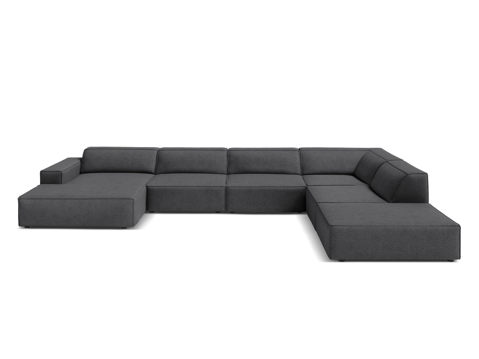 Boucle Modular Panoramic Right Corner Sofa, "Jodie", 7 Seats, 361x258x77