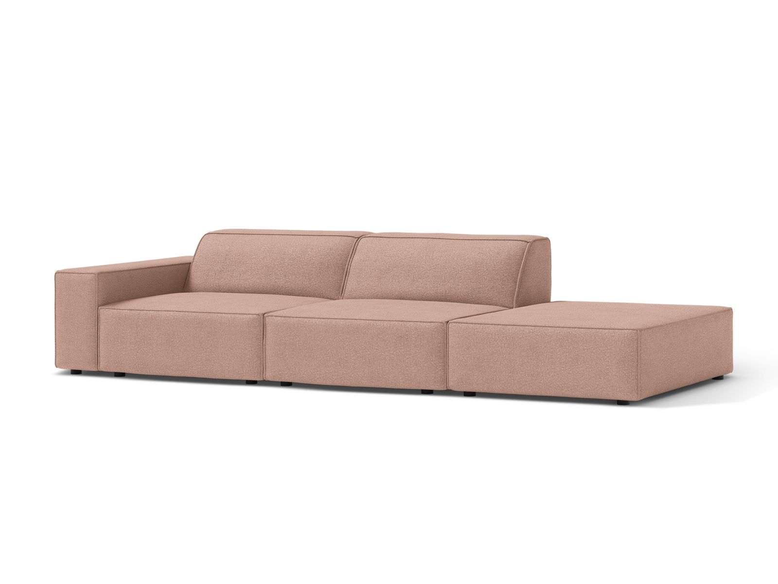 Boucle Modular Right Open Sofa, "Jodie", 3 Seats, 262x99x77