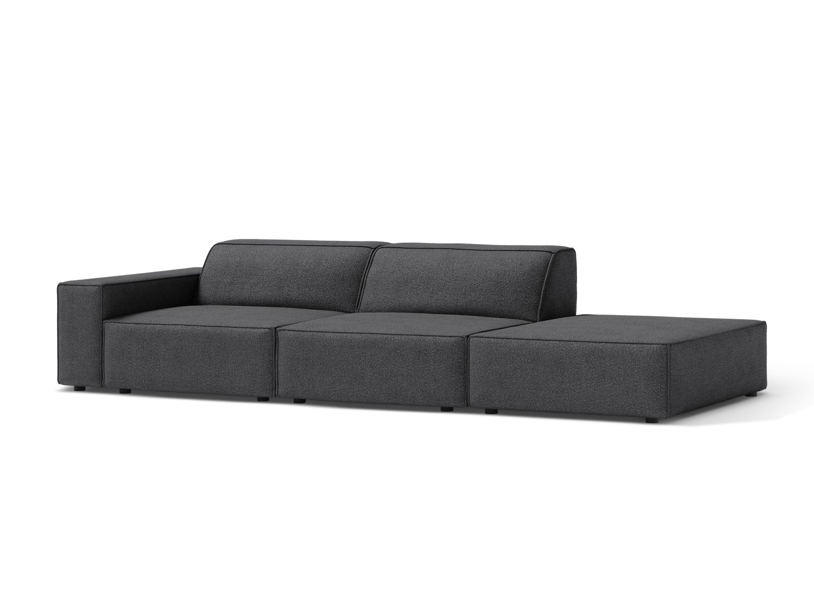 Boucle Modular Right Open Sofa, "Jodie", 3 Seats, 262x99x77