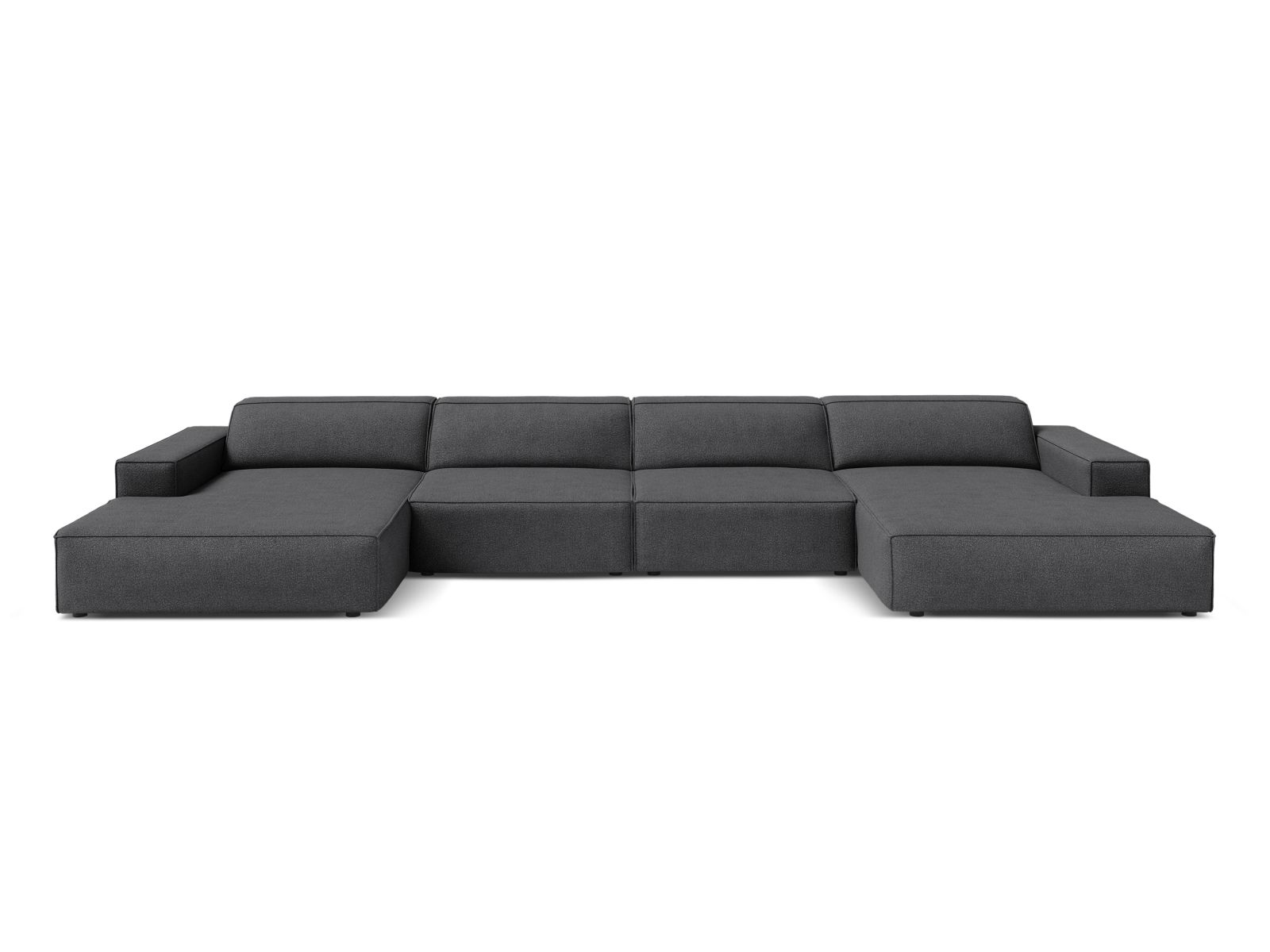 Boucle Modular Panoramic Sofa, "Jodie", 6 Seats, 364x162x77