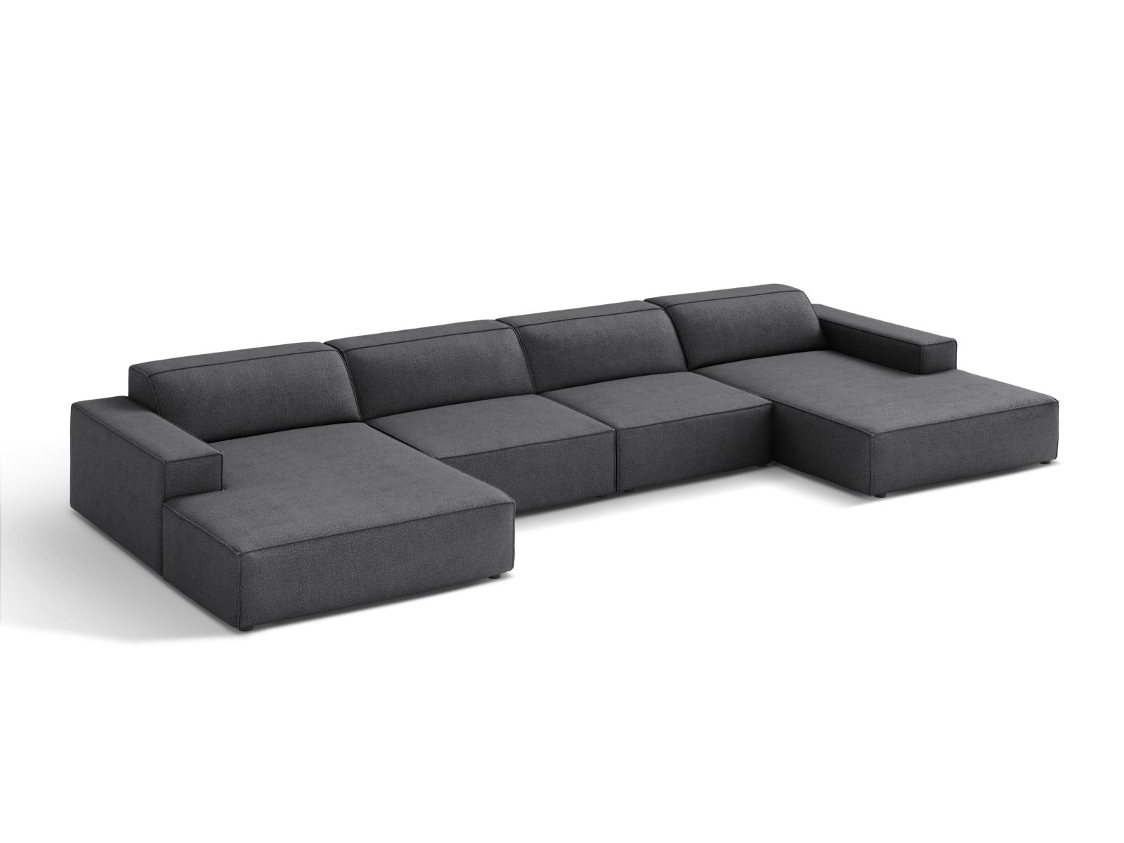 Boucle Modular Panoramic Sofa, "Jodie", 6 Seats, 364x162x77