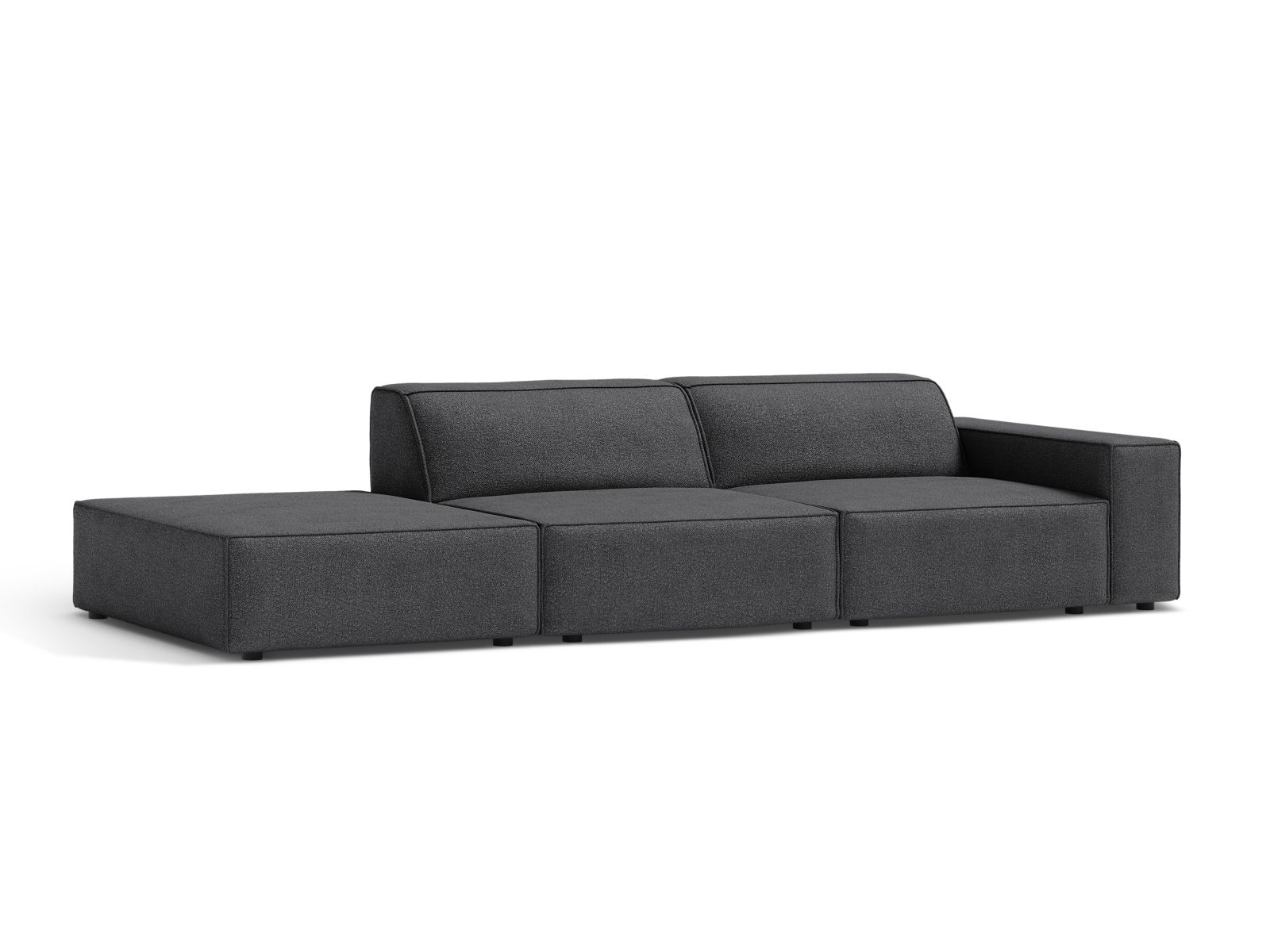 Boucle Modular Left Open Sofa, "Jodie", 3 Seats, 262x99x77