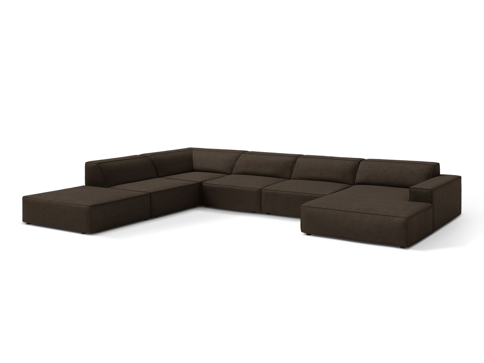 Boucle Modular Panoramic Left Corner Sofa, "Jodie", 7 Seats, 361x258x77