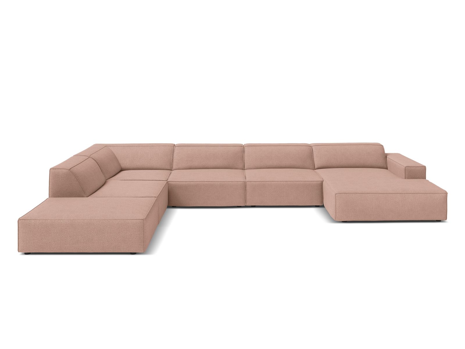 Boucle Modular Panoramic Left Corner Sofa, "Jodie", 7 Seats, 361x258x77
