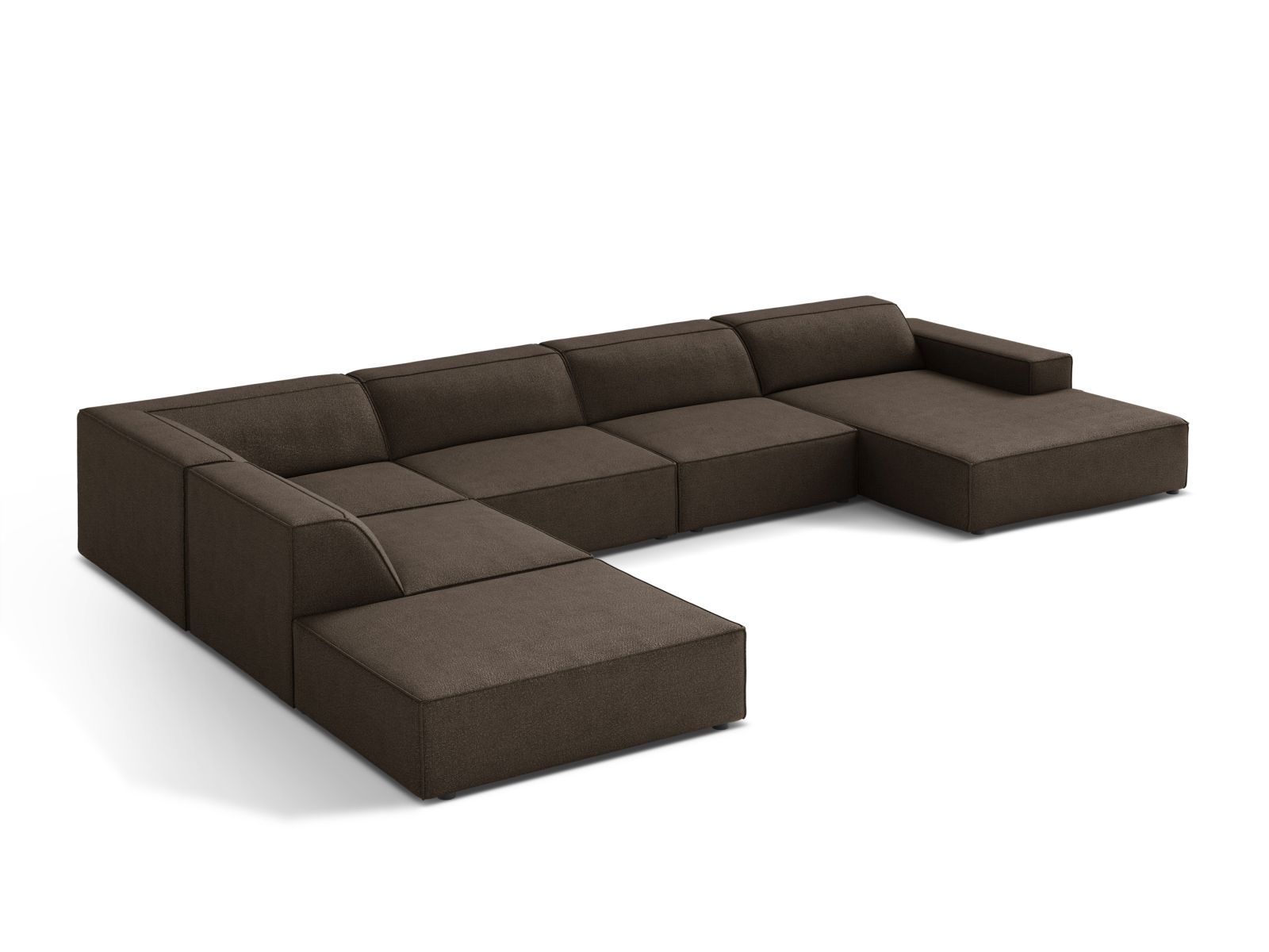 Boucle Modular Panoramic Left Corner Sofa, "Jodie", 7 Seats, 361x258x77