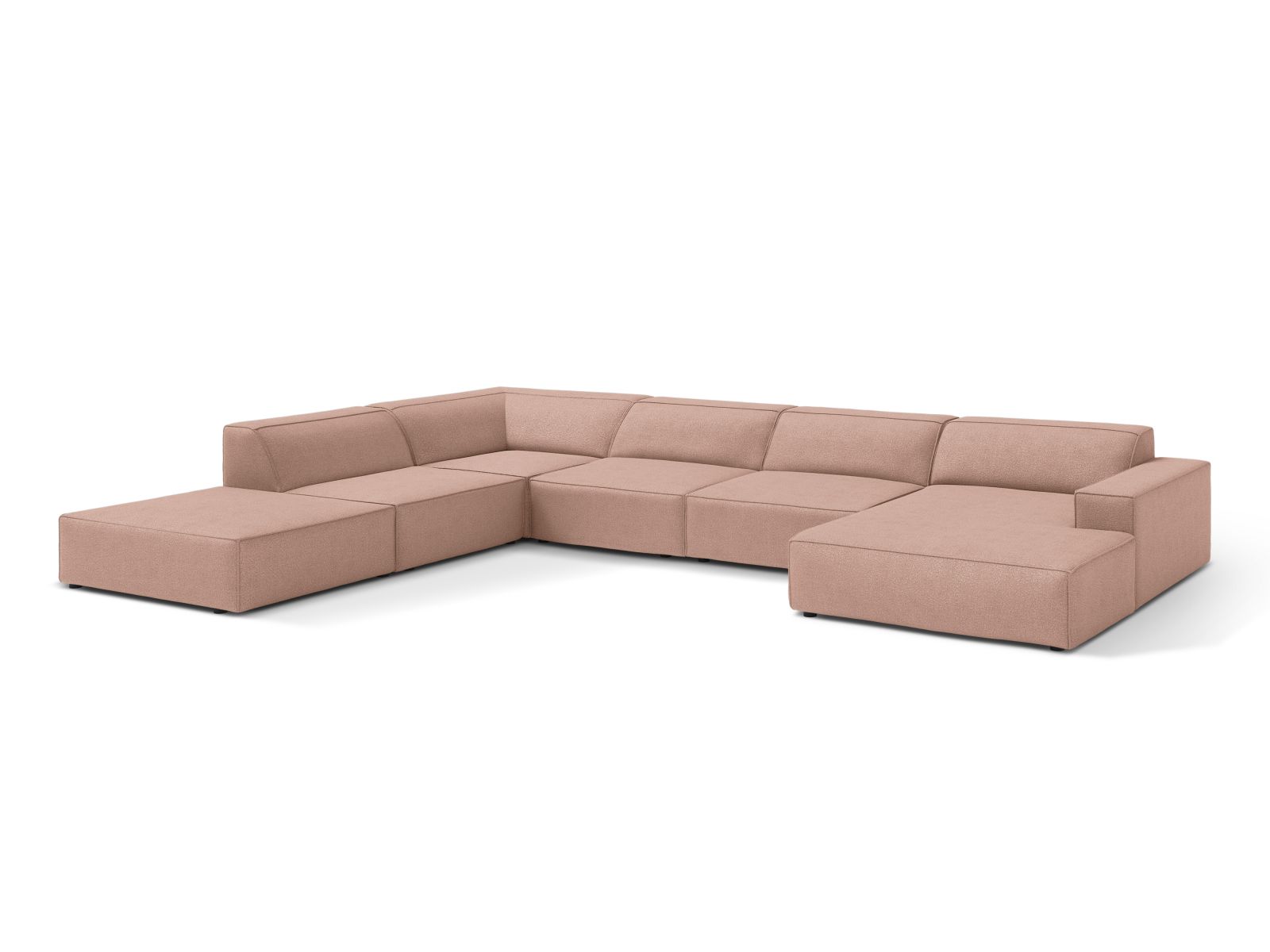 Boucle Modular Panoramic Left Corner Sofa, "Jodie", 7 Seats, 361x258x77