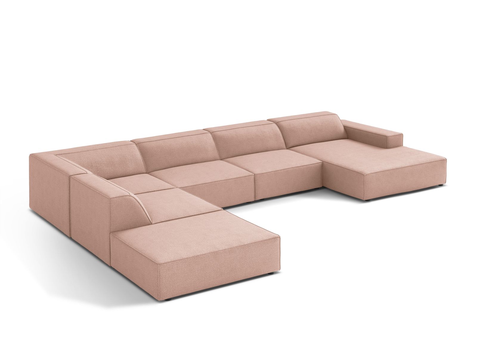 Boucle Modular Panoramic Left Corner Sofa, "Jodie", 7 Seats, 361x258x77