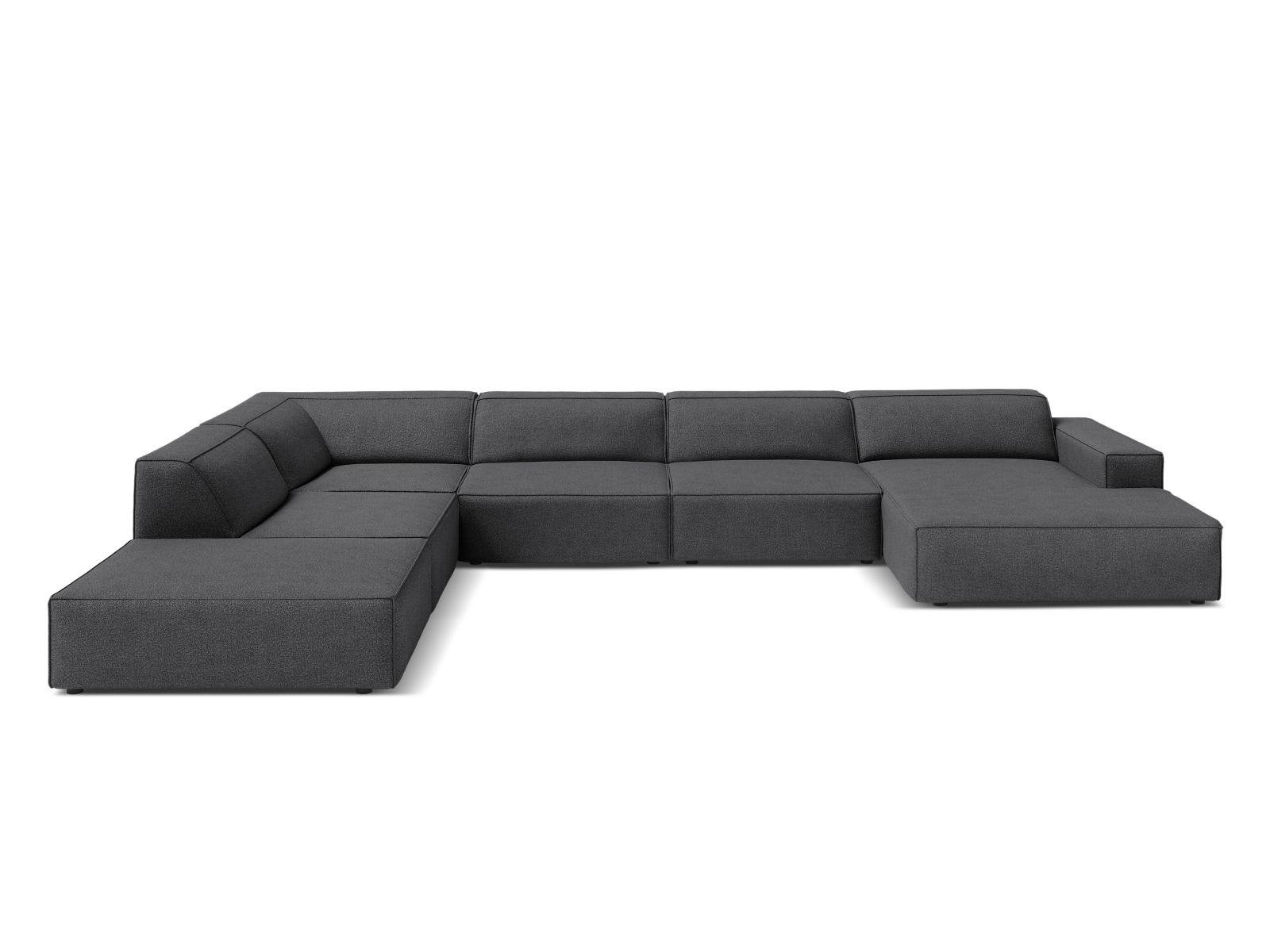 Boucle Modular Panoramic Left Corner Sofa, "Jodie", 7 Seats, 361x258x77