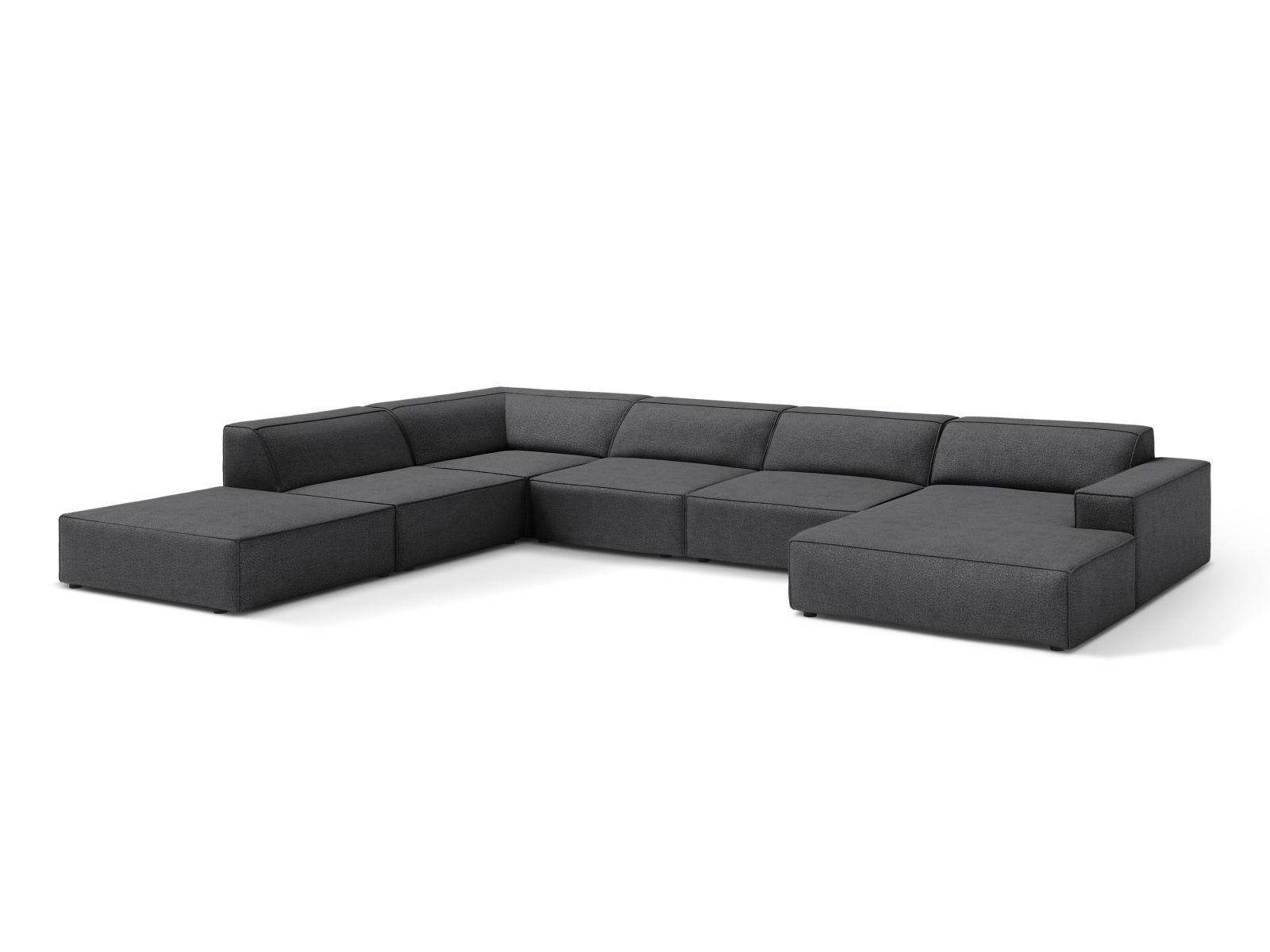 Boucle Modular Panoramic Left Corner Sofa, "Jodie", 7 Seats, 361x258x77