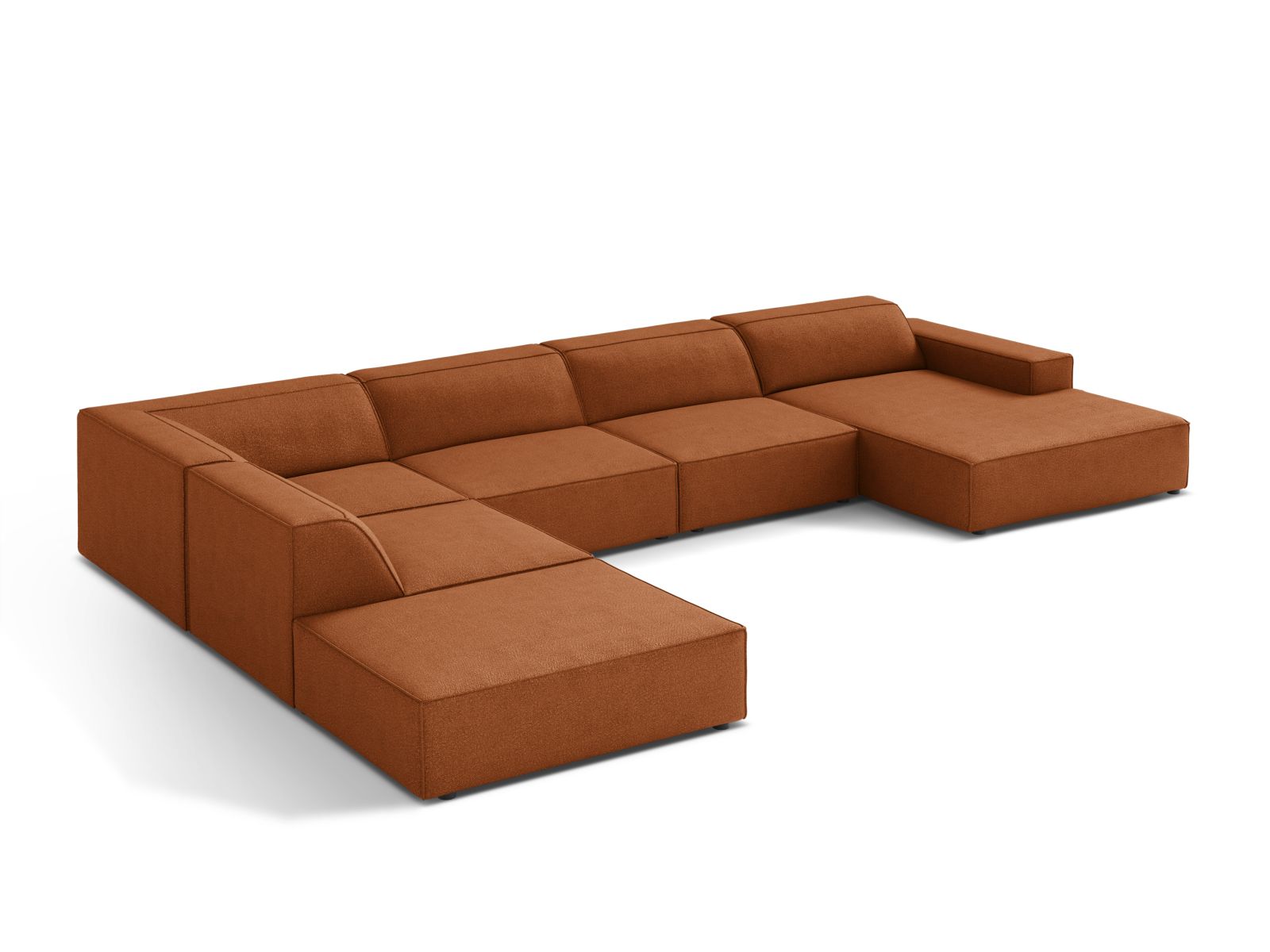 Boucle Modular Panoramic Left Corner Sofa, "Jodie", 7 Seats, 361x258x77