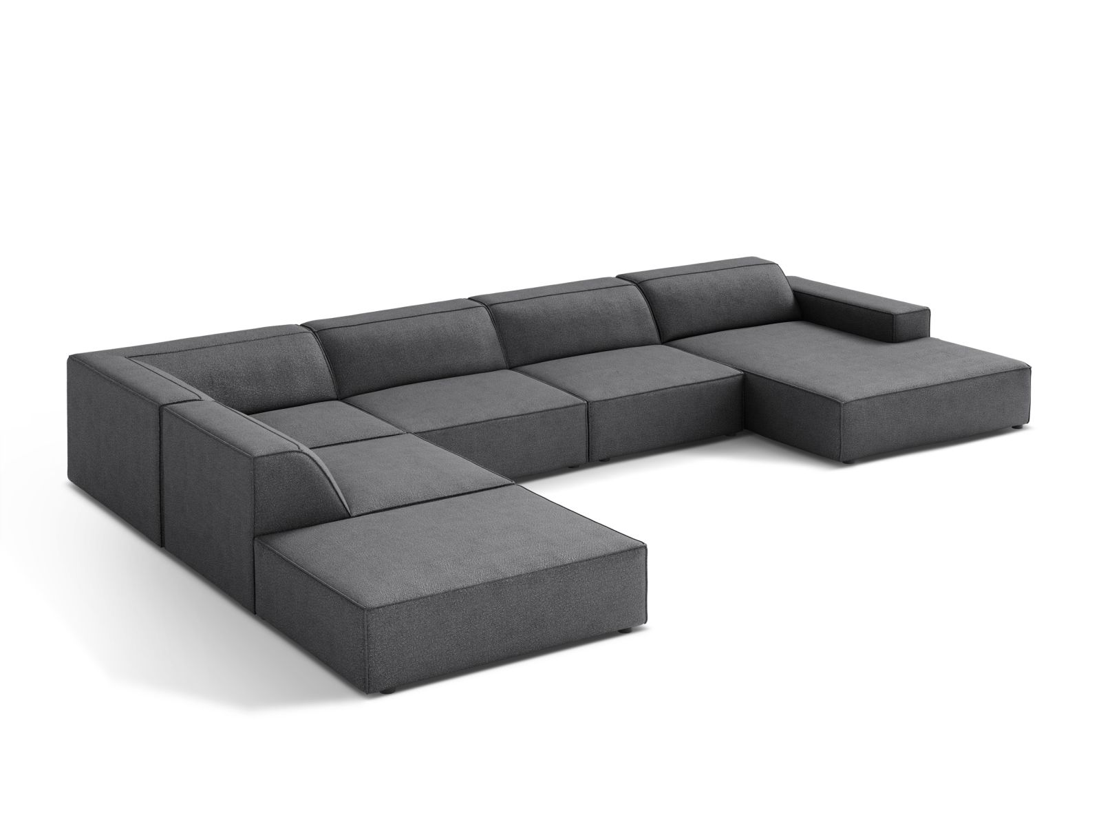 Boucle Modular Panoramic Left Corner Sofa, "Jodie", 7 Seats, 361x258x77