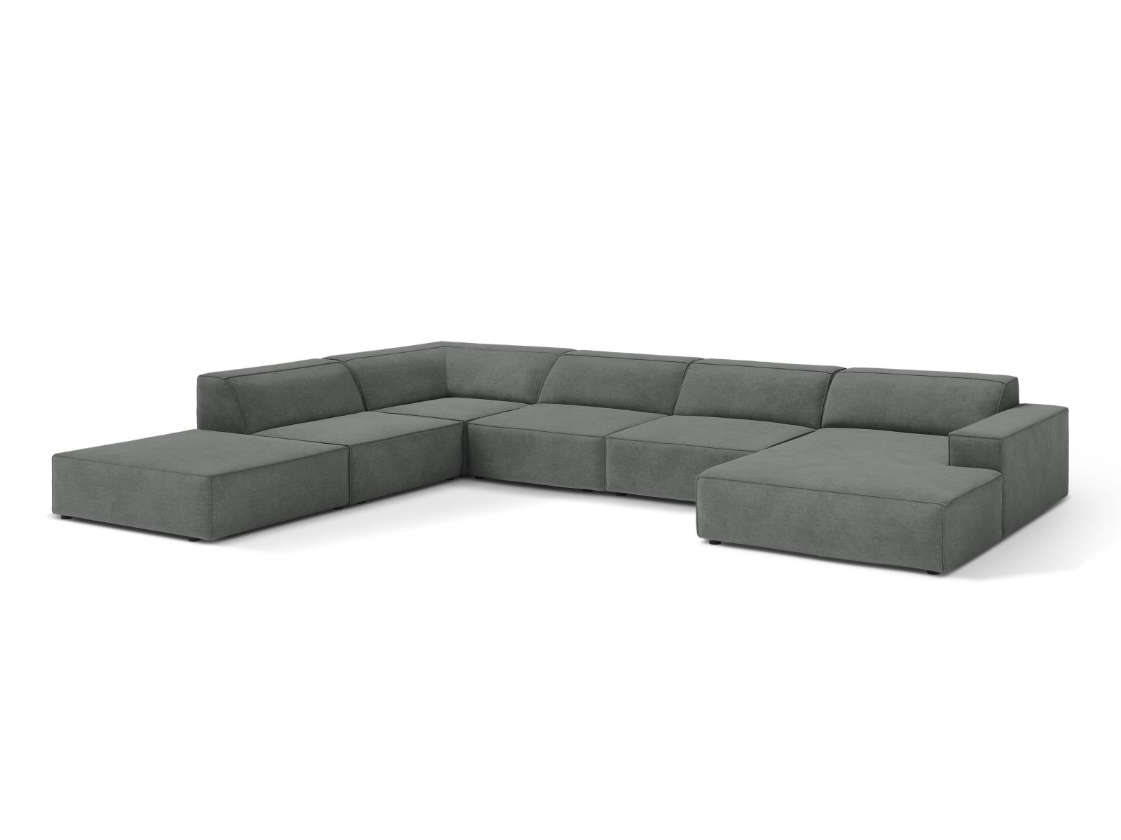 Modular Panoramic Left Corner Sofa, "Jodie", 7 Seats, 361x258x77