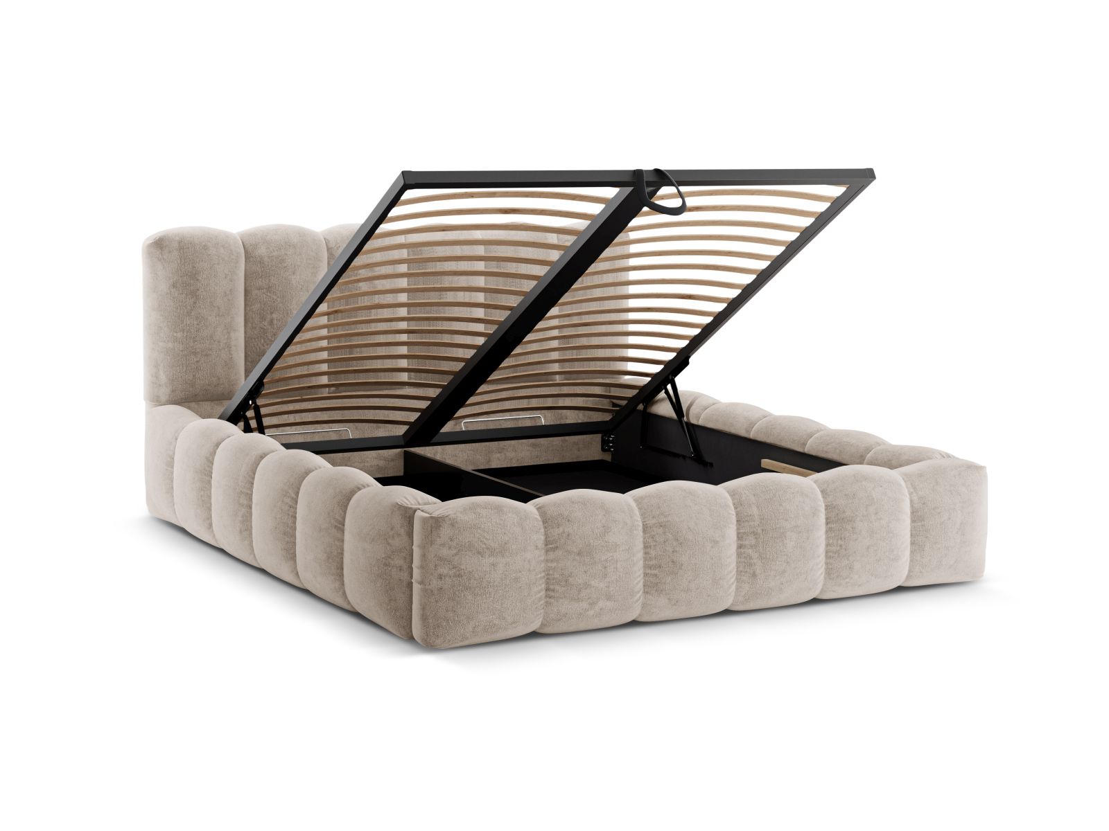 Storage Bed With Headboard, "Lupine", 186x226x95