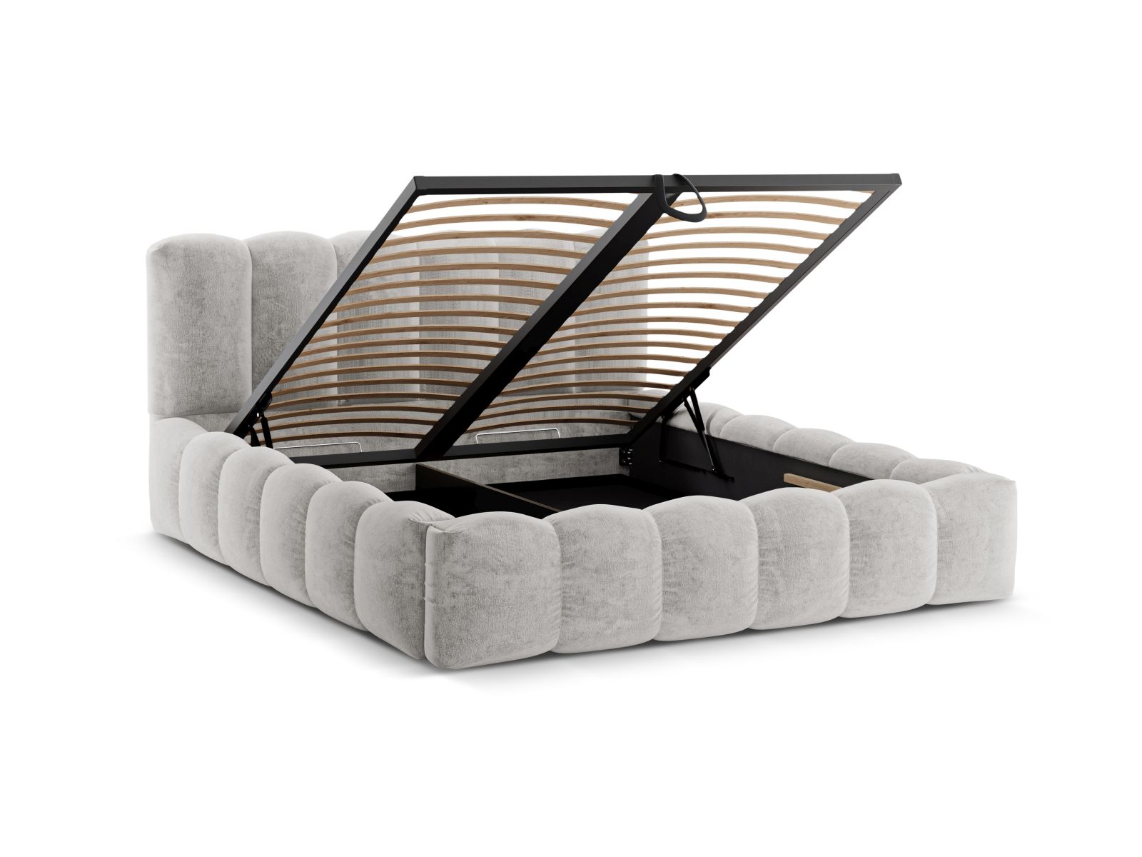 Storage Bed With Headboard, "Lupine", 186x226x95