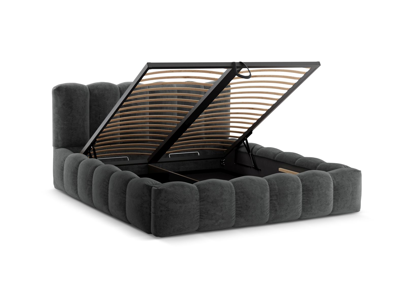Storage Bed With Headboard, "Lupine", 206x226x95