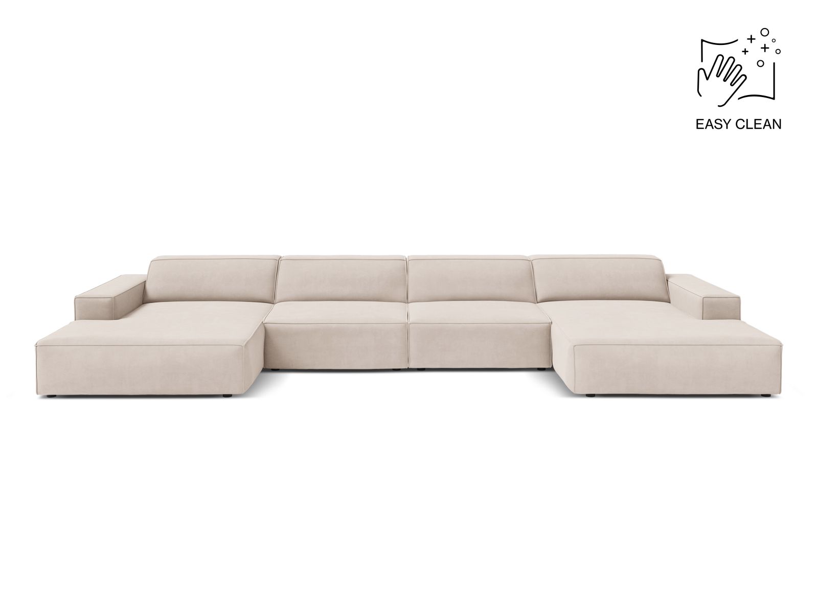 Velvet Modular Panoramic Sofa, "Jodie", 6 Seats, 364x162x77