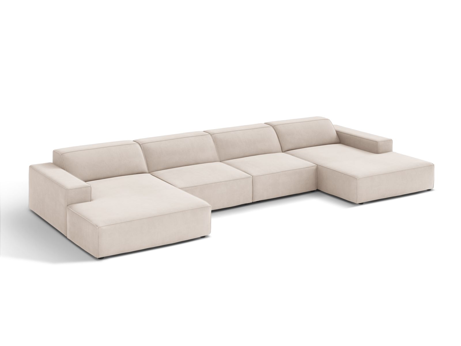 Velvet Modular Panoramic Sofa, "Jodie", 6 Seats, 364x162x77
