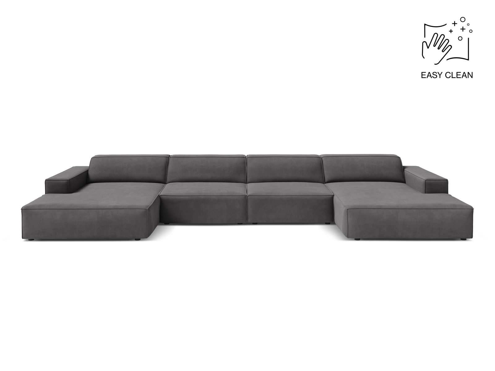 Velvet Modular Panoramic Sofa, "Jodie", 6 Seats, 364x162x77