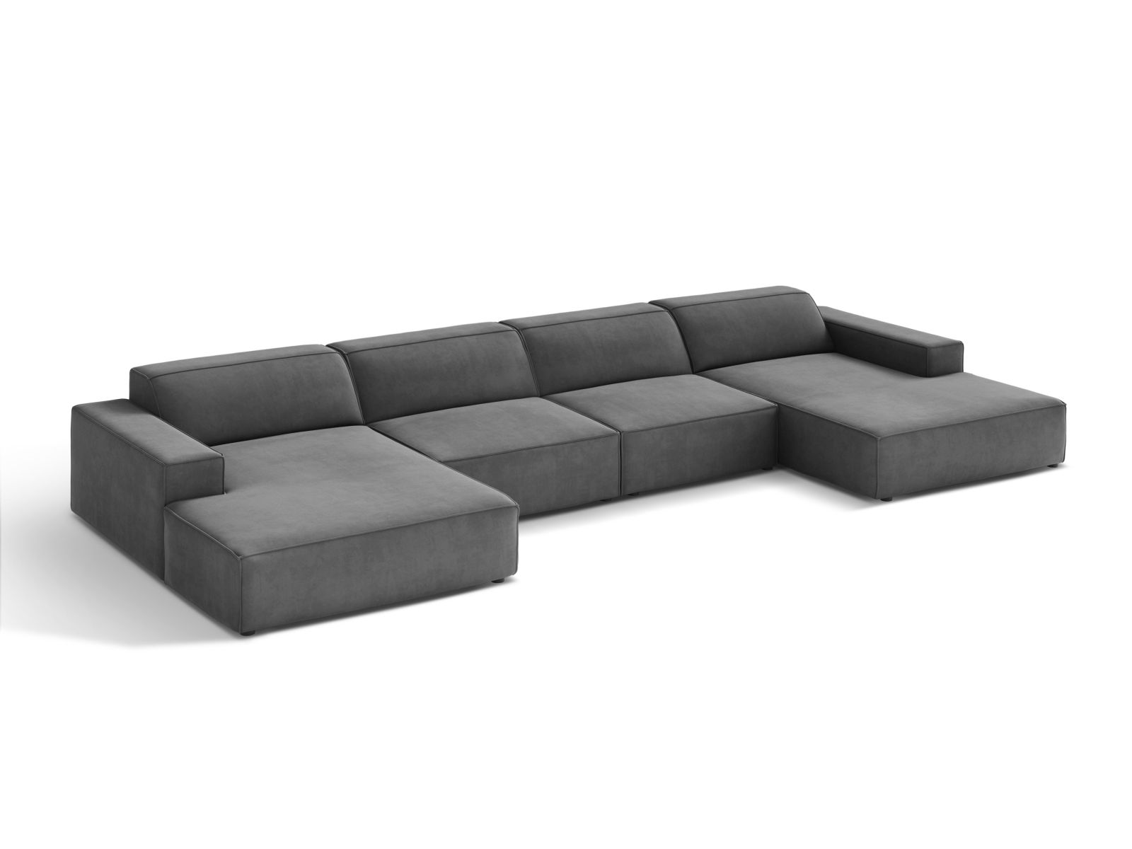 Velvet Modular Panoramic Sofa, "Jodie", 6 Seats, 364x162x77