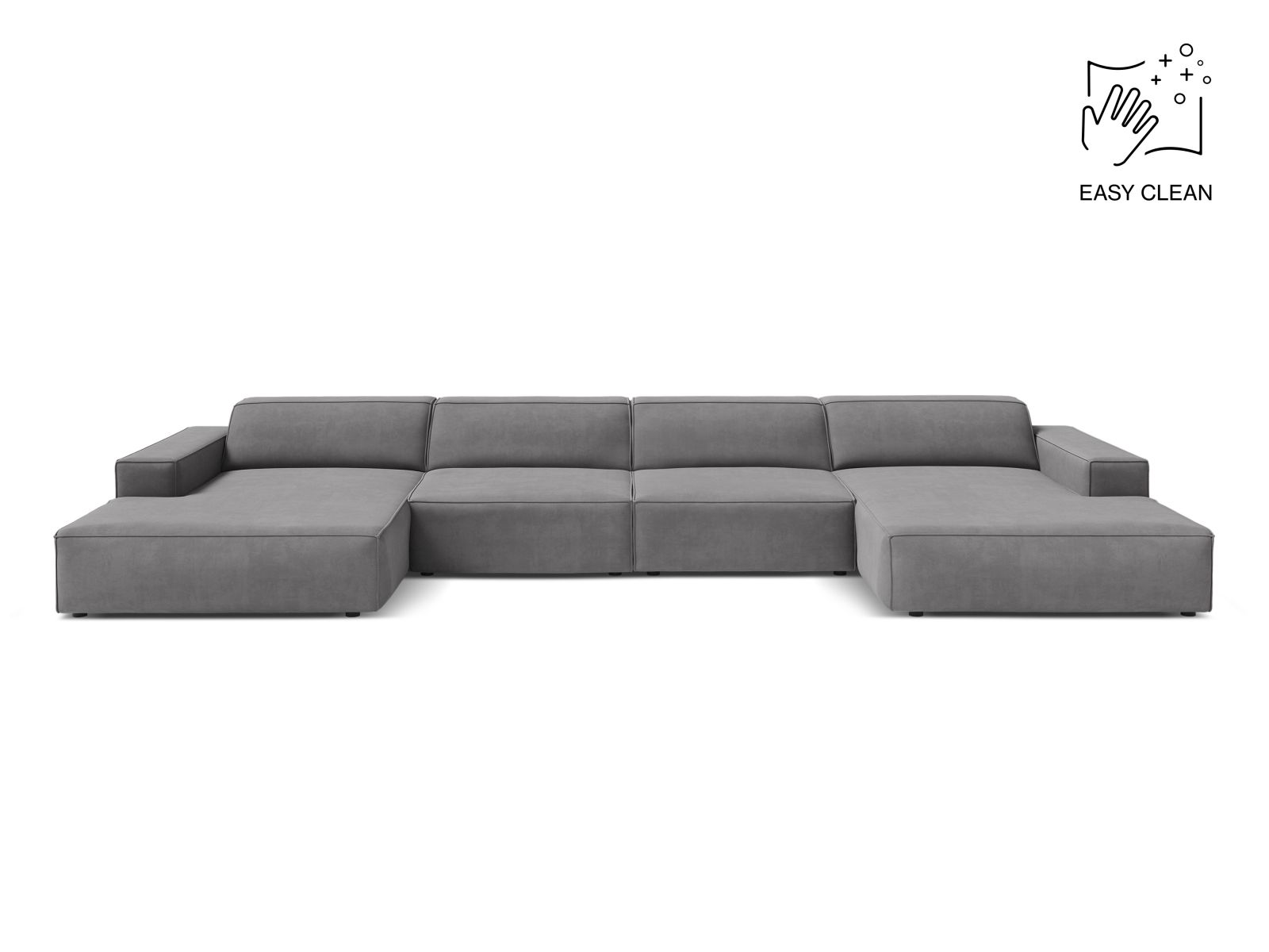 Velvet Modular Panoramic Sofa, "Jodie", 6 Seats, 364x162x77