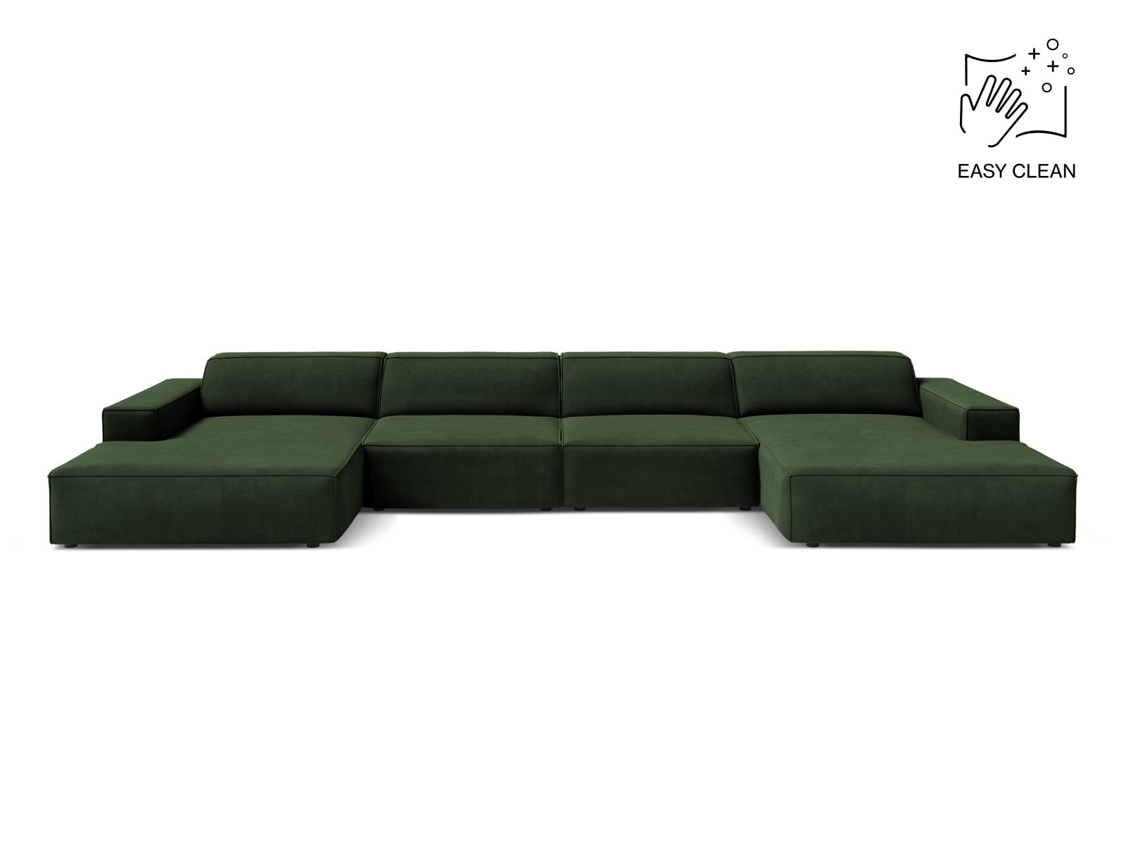 Velvet Modular Panoramic Sofa, "Jodie", 6 Seats, 364x162x77