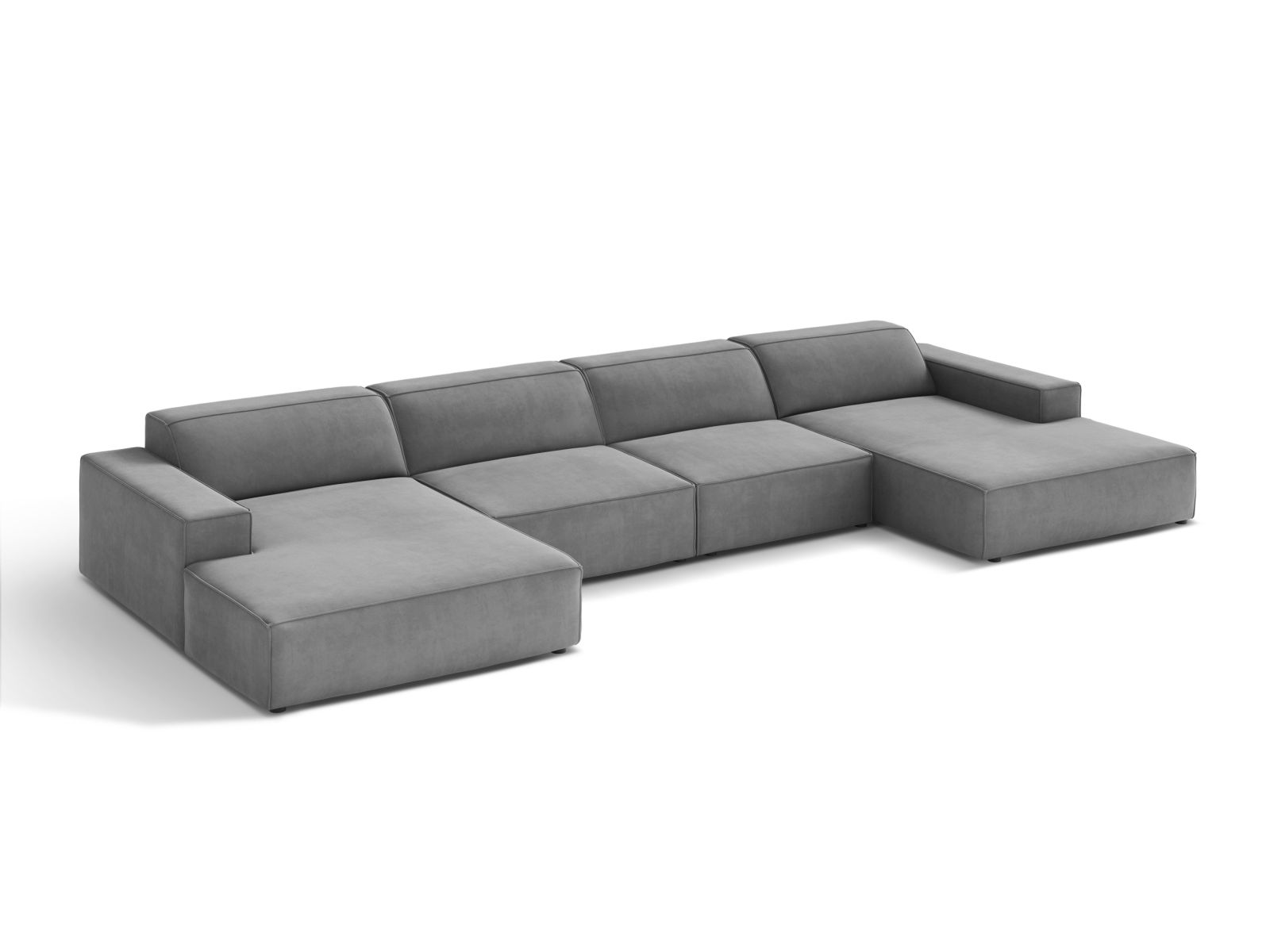 Velvet Modular Panoramic Sofa, "Jodie", 6 Seats, 364x162x77