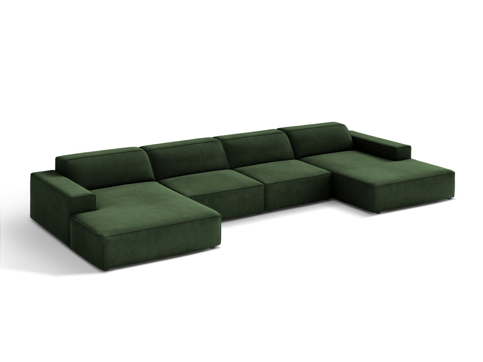 Velvet Modular Panoramic Sofa, "Jodie", 6 Seats, 364x162x77