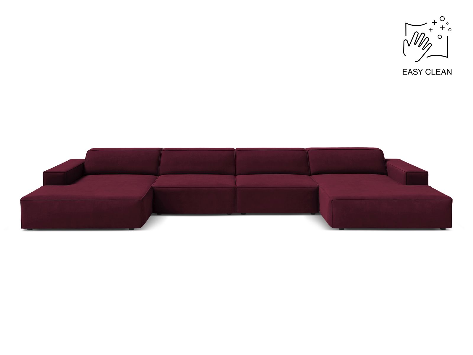 Velvet Modular Panoramic Sofa, "Jodie", 6 Seats, 364x162x77