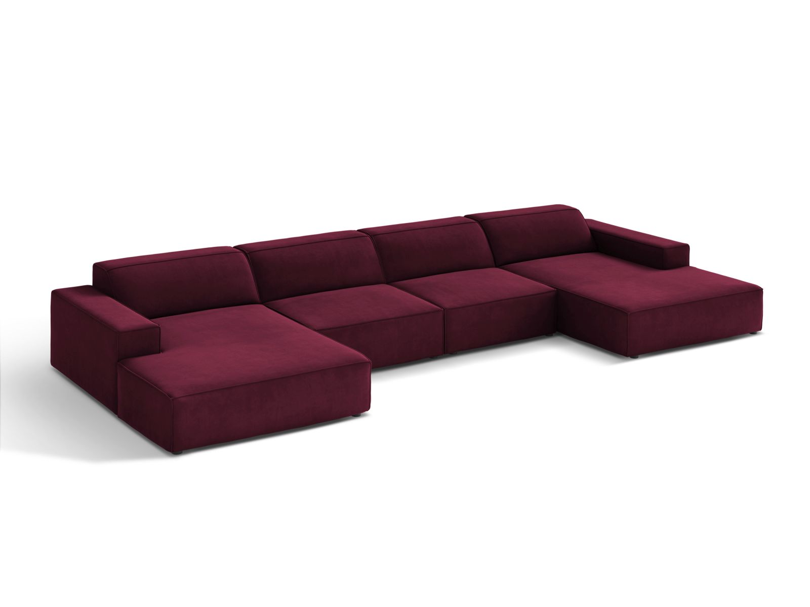 Velvet Modular Panoramic Sofa, "Jodie", 6 Seats, 364x162x77