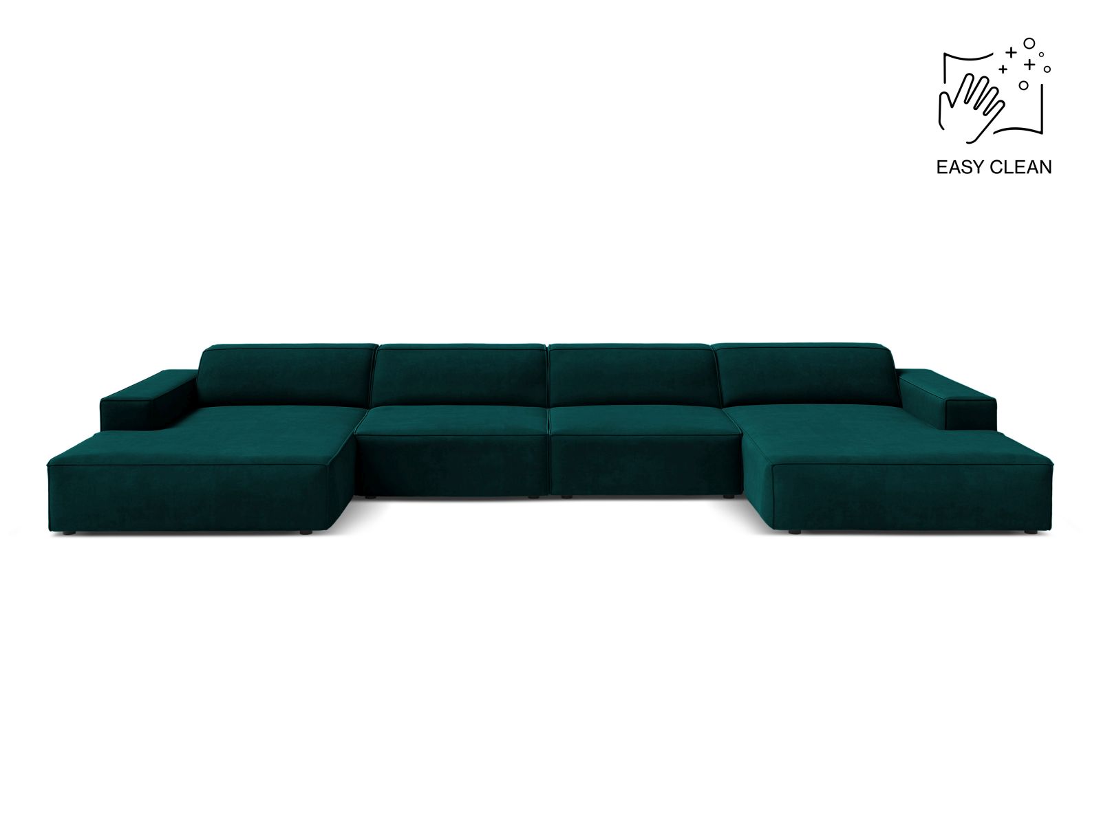 Velvet Modular Panoramic Sofa, "Jodie", 6 Seats, 364x162x77