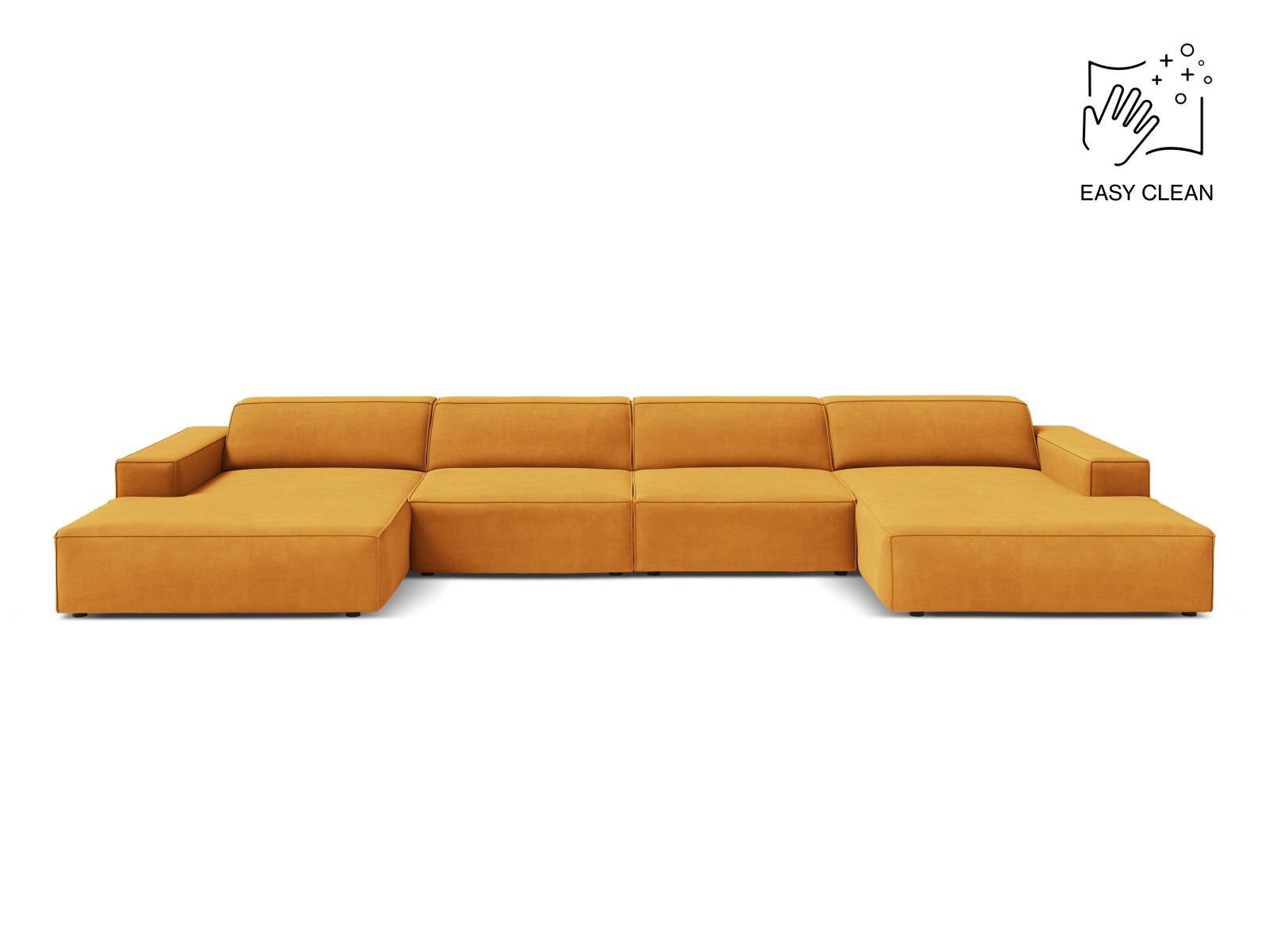 Velvet Modular Panoramic Sofa, "Jodie", 6 Seats, 364x162x77
