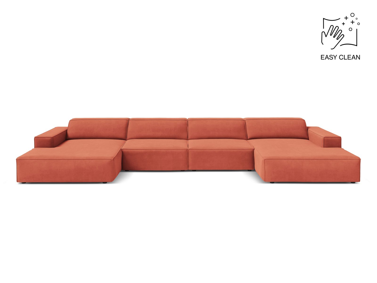 Velvet Modular Panoramic Sofa, "Jodie", 6 Seats, 364x162x77