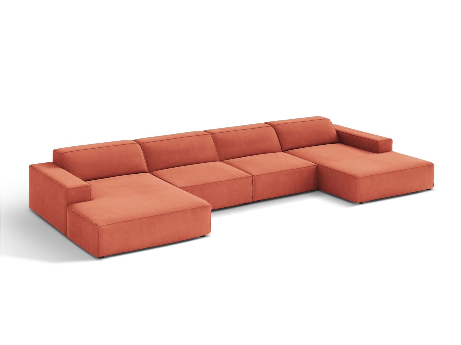 Velvet Modular Panoramic Sofa, "Jodie", 6 Seats, 364x162x77