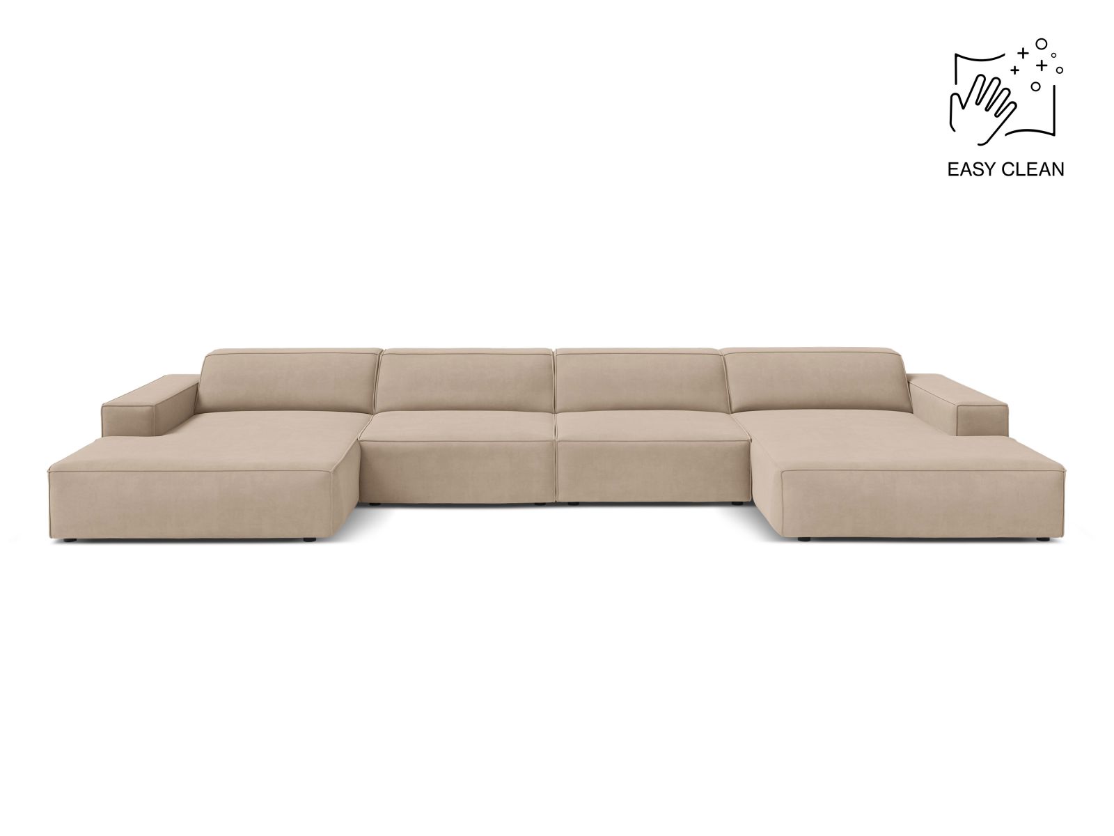 Velvet Modular Panoramic Sofa, "Jodie", 6 Seats, 364x162x77